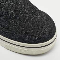 Pre Owned Stella McCartney Black Glitter Binx Star Slip On Sneakers Size 38