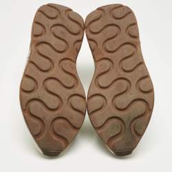 Pre Owned Stella McCartney Cream/White Fabric and Faux Leather Eclypse Lace Up Sneakers Size 39