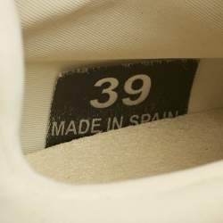 Pre Owned Stella McCartney Cream/White Fabric and Faux Leather Eclypse Lace Up Sneakers Size 39