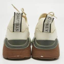 Pre Owned Stella McCartney Cream/White Fabric and Faux Leather Eclypse Lace Up Sneakers Size 39