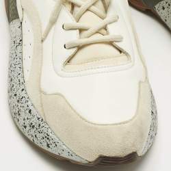 Pre Owned Stella McCartney Cream/White Fabric and Faux Leather Eclypse Lace Up Sneakers Size 39