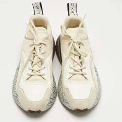 Pre Owned Stella McCartney Cream/White Fabric and Faux Leather Eclypse Lace Up Sneakers Size 39