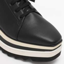 Pre Owned Stella McCartney Black Faux Leather and Faux Suede Elyse Star Platform Derby Sneakers Size 38