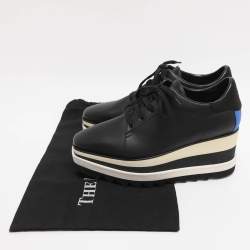 Pre Owned Stella McCartney Black Faux Leather and Faux Suede Elyse Star Platform Derby Sneakers Size 38