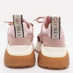 Pre Owned Stella McCartney Pink Faux Leather and Faux Suede Cut Out Eclypse Sneakers Size 39