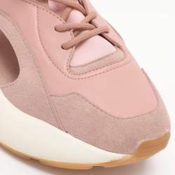 Pre Owned Stella McCartney Pink Faux Leather and Faux Suede Cut Out Eclypse Sneakers Size 39