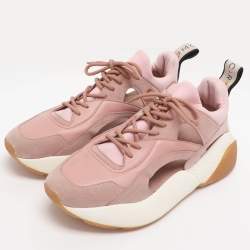 Pre Owned Stella McCartney Pink Faux Leather and Faux Suede Cut Out Eclypse Sneakers Size 39