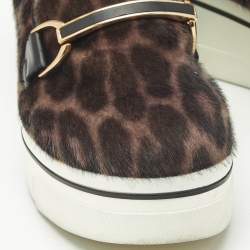Pre Owned Stella McCartney Two Tone Leopard Print Calf Hair and Leather Binx Derby Sneakers Size 36