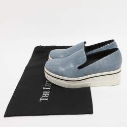 Pre Owned Stella McCartney Blue Faux Alligator Leather Binx Slip On Sneakers Size 35
