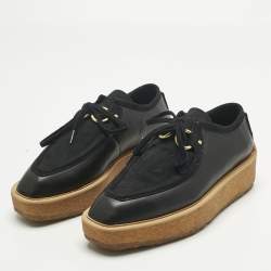 Pre Owned Stella McCartney Black Faux Suede and Faux Leather Brody Derby Size 36
