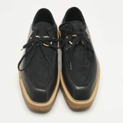 Pre Owned Stella McCartney Black Faux Suede and Faux Leather Brody Derby Size 36