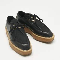 Pre Owned Stella McCartney Black Faux Suede and Faux Leather Brody Derby Size 36