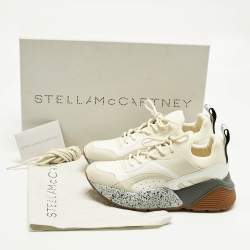 Pre Owned Stella McCartney White/Cream Faux Leather and Faux Suede Eclypse Sneakers Size 38