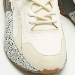 Pre Owned Stella McCartney White/Cream Faux Leather and Faux Suede Eclypse Sneakers Size 38
