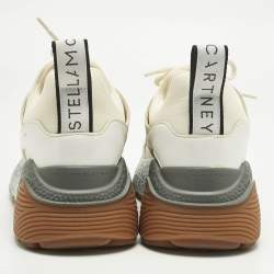 Pre Owned Stella McCartney White/Cream Faux Leather and Faux Suede Eclypse Sneakers Size 38