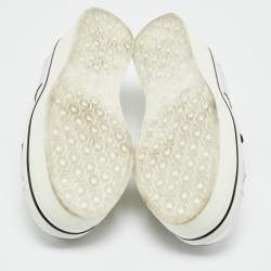 Pre Owned Stella McCartney Silver/White Faux Leather Binx Slip On Sneakers Size 36