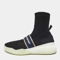Pre Owned Stella McCartney Black Knit Fabric Loop Sock sneakers Size 39