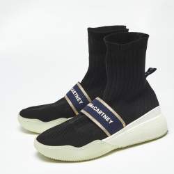 Pre Owned Stella McCartney Black Knit Fabric Loop Sock sneakers Size 39