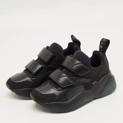 Pre Owned Stella McCartney Black Faux Leather and Faux Suede Eclypse Low Top Sneakers Size 35.5