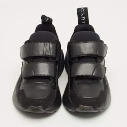 Pre Owned Stella McCartney Black Faux Leather and Faux Suede Eclypse Low Top Sneakers Size 35.5