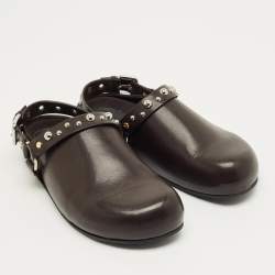 Pre Owned Stella McCartney Brown Leather Elyse Eco Alter Flat Sandals Size 38