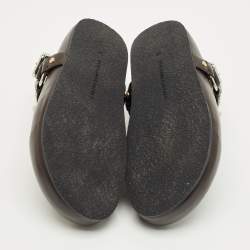 Pre Owned Stella McCartney Brown Leather Elyse Eco Alter Flat Sandals Size 38