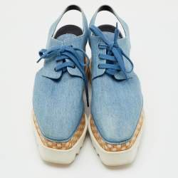 Pre Owned Stella McCartney Blue Cut Out Denim Elyse Platform Derby Sneakers Size 37