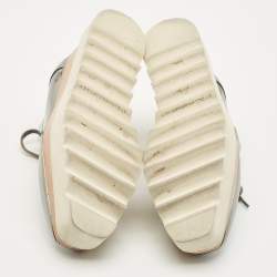 مملوكة مسبقًا Stella McCartney Elyse Size 35.5 Metallic Grey Faux Leather Platform Derby Sneakers