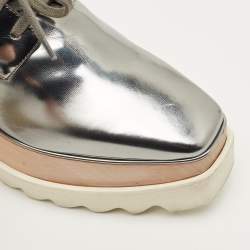 مملوكة مسبقًا Stella McCartney Elyse Size 35.5 Metallic Grey Faux Leather Platform Derby Sneakers
