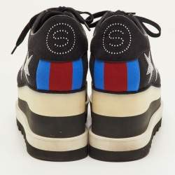 مملوكة مسبقًا حذاء ستيلا مكارتني ديربي منصة مرصع بالنجوم جلد صناعي أسود مقاس 40