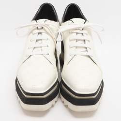 Pre Owned Stella McCartney Elyse Size 36.5 White Perforated Faux Leather Derby