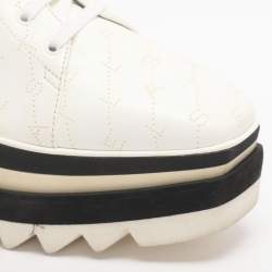 Pre Owned Stella McCartney Elyse Size 36.5 White Perforated Faux Leather Derby