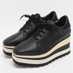 مملوكة مسبقًا حذاء رياضي ستيلا مكارتني إيليز جلد صناعي أسود بنعل سميك مقاس 36