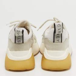 Pre Owned Stella McCartney Eclypse Size 36 White/Grey Faux Leather and Faux Suede Lace Up Sneakers