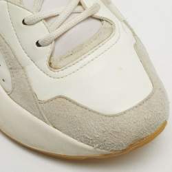 Pre Owned Stella McCartney Eclypse Size 36 White/Grey Faux Leather and Faux Suede Lace Up Sneakers