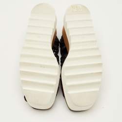 Pre Owned Stella McCartney Elyse Size 36.5 Black Woven Raffia Lace Up Platform Sandals