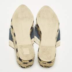 مملوكة مسبقًا صندل إسبادريل ستيلا مكارتني كانفاس بيج / أزرق كحلي مقدمة مفتوحة نعل سميك مقاس 39