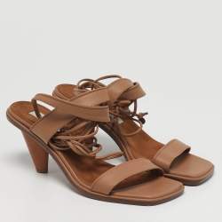 مملوكة مسبقًا صندل ستيلا مكارتني رباط كاحل كعب روكي جلد صناعي رصاصي ميتاليك مقاس 38