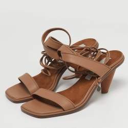 مملوكة مسبقًا صندل ستيلا مكارتني رباط كاحل كعب روكي جلد صناعي رصاصي ميتاليك مقاس 38