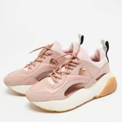 Pre Owned Stella McCartney Eclypse Size 36 Pink Faux Leather and Suede Low Top Sneakers