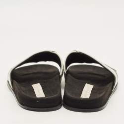 مملوكة مسبقًا Stella McCartney Size 41 Silver/White Faux Leather Star Flat Slides
