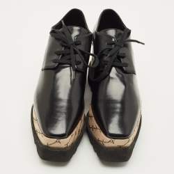 مملوكة مسبقًا حذاء ديربي ستيلا مكارتني إليس جلد صناعي أسود نعل سميك رباط مقاس 36