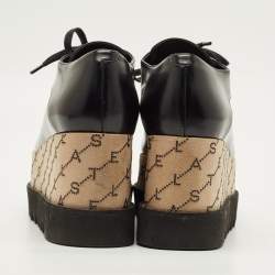 مملوكة مسبقًا حذاء ديربي ستيلا مكارتني إليس جلد صناعي أسود نعل سميك رباط مقاس 36