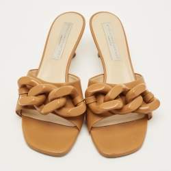 Pre Owned صندل ستيلّا مكارتني سلسلة الرابط جلد بني مقاس 40