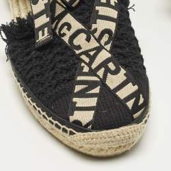 Pre Owned Stella McCartney Gaia Size 38 Black Knit Fabric Ankle Wrap Espadrille Flats