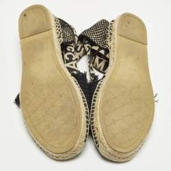 Pre Owned Stella McCartney Gaia Size 38 Black Knit Fabric Ankle Wrap Espadrille Flats