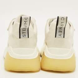 Pre Owned Stella McCartney Eclypse Size 41 White/Grey Faux Leather and Faux Suede Lace Up Sneakers