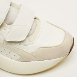Pre Owned Stella McCartney Eclypse Size 41 White/Grey Faux Leather and Faux Suede Lace Up Sneakers