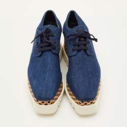مملوكة مسبقًا Stella McCartney Elyse Size 39 Navy Blue Denim Platform Derby Sneakers