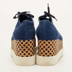 مملوكة مسبقًا Stella McCartney Elyse Size 39 Navy Blue Denim Platform Derby Sneakers